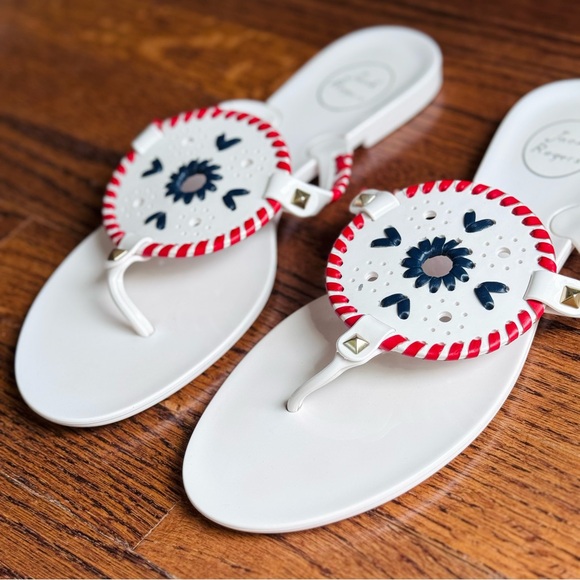 Jack Rogers Georgica Jelly Sandals - Red, White & Blue – Women’s Size 10 - Picture 1 of 7